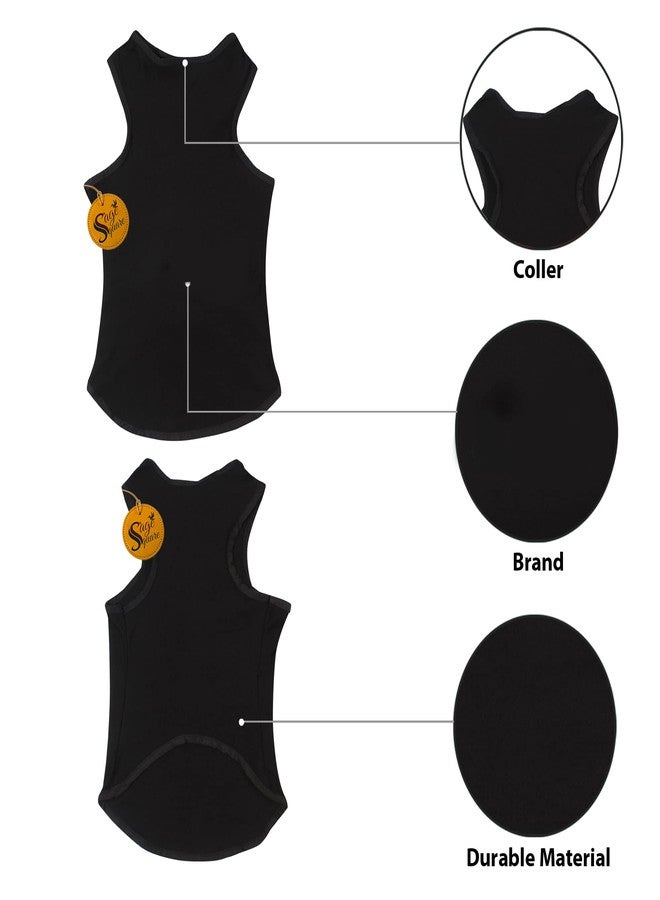 Sage Square Comfort Cotton Dog T-Shirt, Sleeveless Vest for Dog Clothes, Puppy Tank Top Fashion Apparel (Black) (Large) (22inche) - Image 2